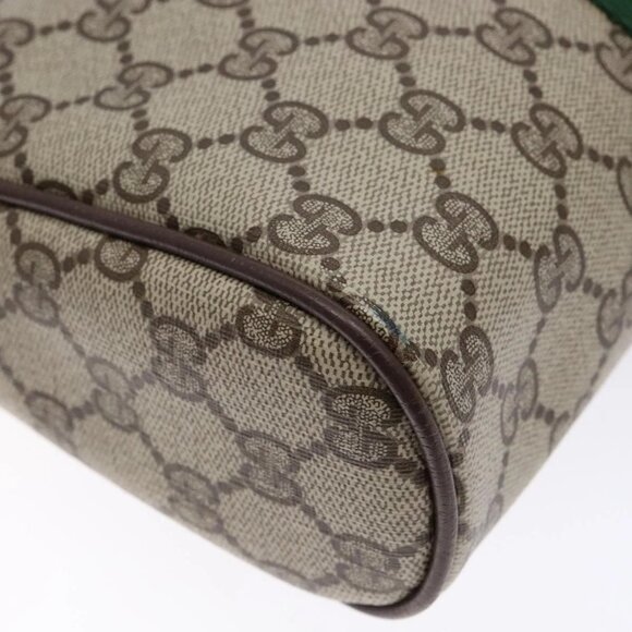 GUCCI GG Supreme Web Sherry Line Clutch Bag PVC Beige Auth - Picture 10 of 16